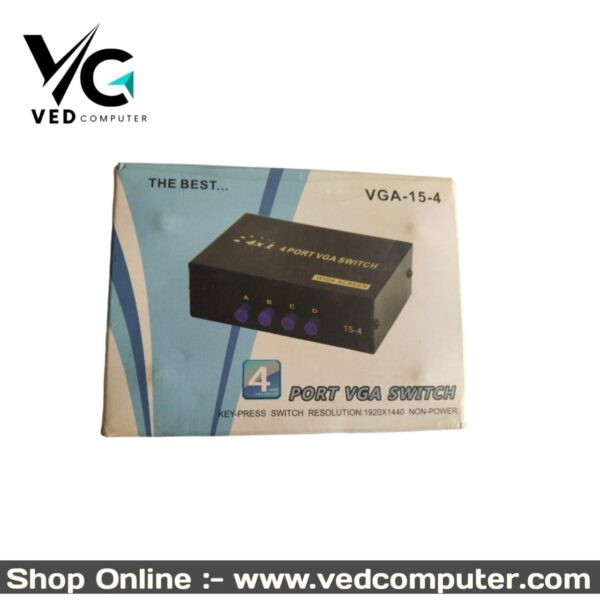 4-Port VGA Switch | High-Resolution 1920x1440 | 1-Year Warranty