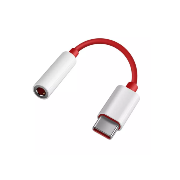 Red & White USB Type-C to 3.5mm Earphone Cable Converter