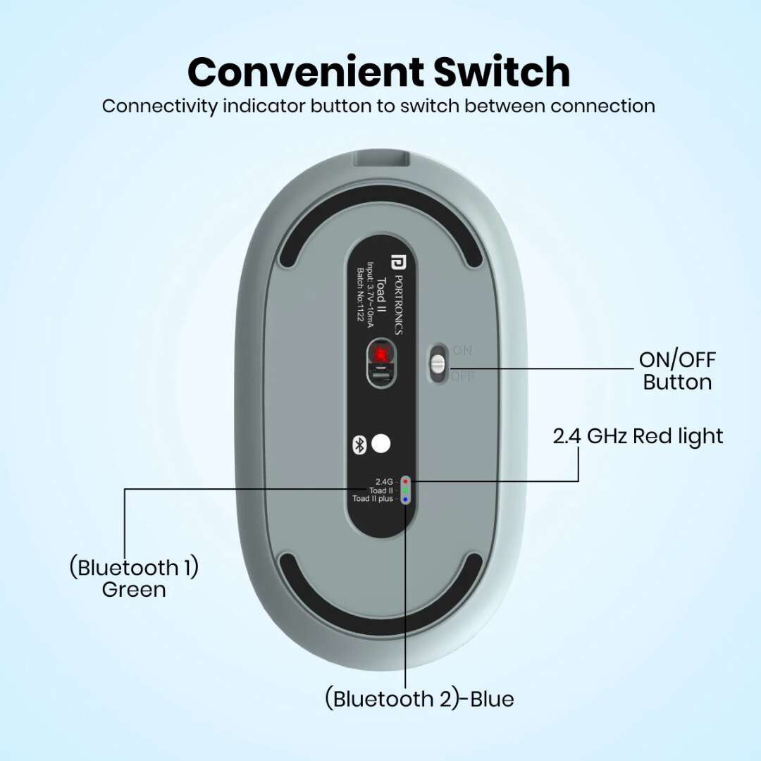 Portronics Toad II Bluetooth Mouse – Wireless Precision & Ergonomic Comfort