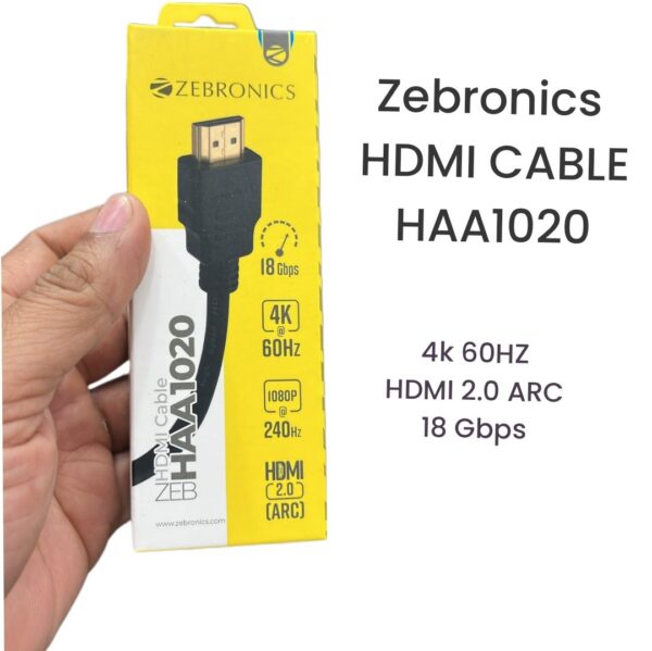 Zebronics HAA1020 HDMI Cable,18Gbps, 4K 60Hz