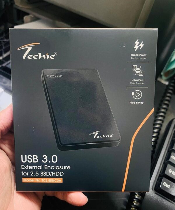 Techie USB 3.0 EXTERNAL ENCLOSURE 2.5 MM 1 YEAR WARRANTY