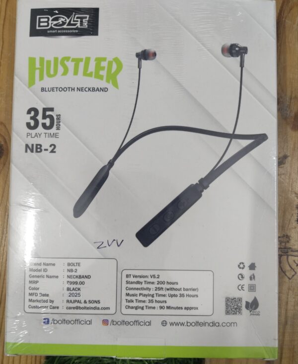 Bolte Hustler NB-2 Bluetooth Neckband – 35 H Playtime | V5.2 | Fast Charge - Image 2